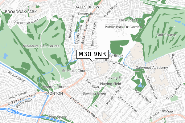 M30 9NR map - small scale - OS Open Zoomstack (Ordnance Survey)