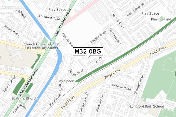 M32 0BG map - large scale - OS Open Zoomstack (Ordnance Survey)
