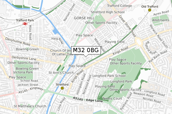 M32 0BG map - small scale - OS Open Zoomstack (Ordnance Survey)