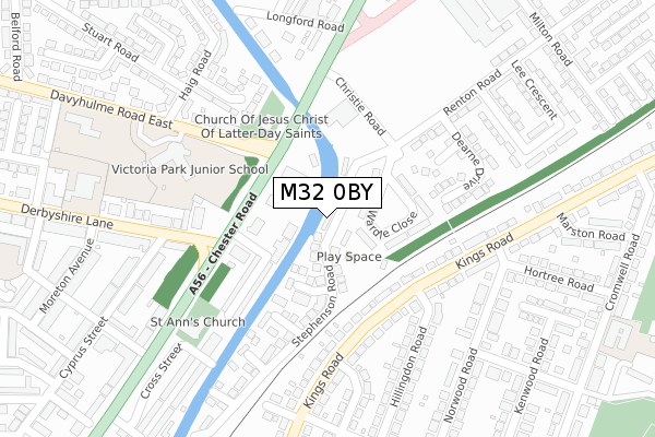 M32 0BY map - large scale - OS Open Zoomstack (Ordnance Survey)