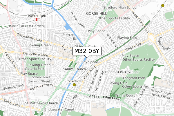 M32 0BY map - small scale - OS Open Zoomstack (Ordnance Survey)