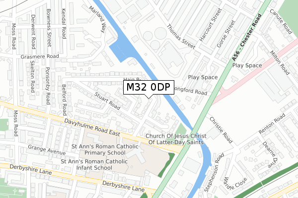 M32 0DP map - large scale - OS Open Zoomstack (Ordnance Survey)