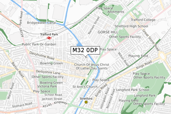 M32 0DP map - small scale - OS Open Zoomstack (Ordnance Survey)