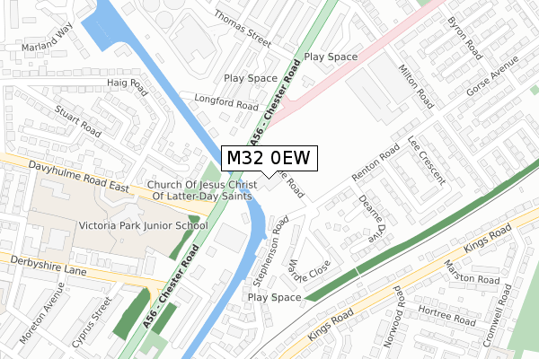 M32 0EW map - large scale - OS Open Zoomstack (Ordnance Survey)