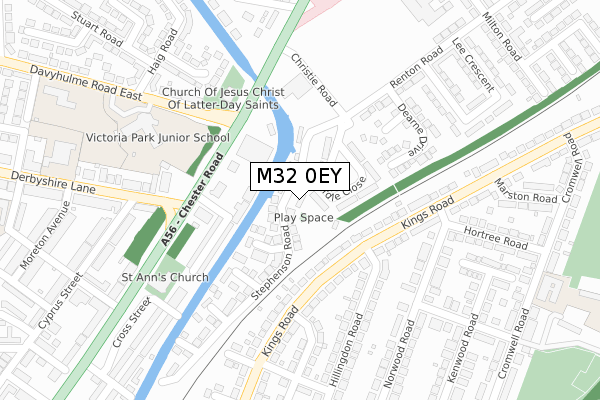 M32 0EY map - large scale - OS Open Zoomstack (Ordnance Survey)