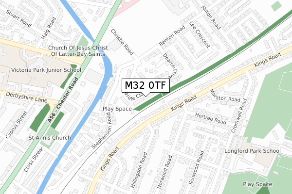 M32 0TF map - large scale - OS Open Zoomstack (Ordnance Survey)