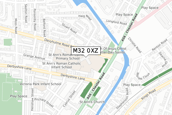 M32 0XZ map - large scale - OS Open Zoomstack (Ordnance Survey)