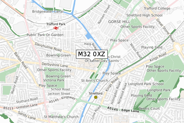 M32 0XZ map - small scale - OS Open Zoomstack (Ordnance Survey)