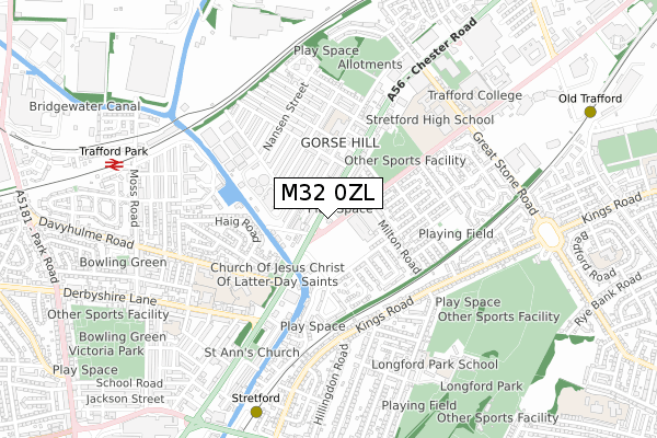 M32 0ZL map - small scale - OS Open Zoomstack (Ordnance Survey)