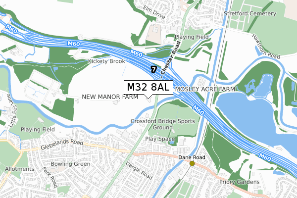 M32 8AL map - small scale - OS Open Zoomstack (Ordnance Survey)