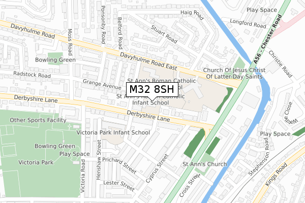 M32 8SH map - large scale - OS Open Zoomstack (Ordnance Survey)