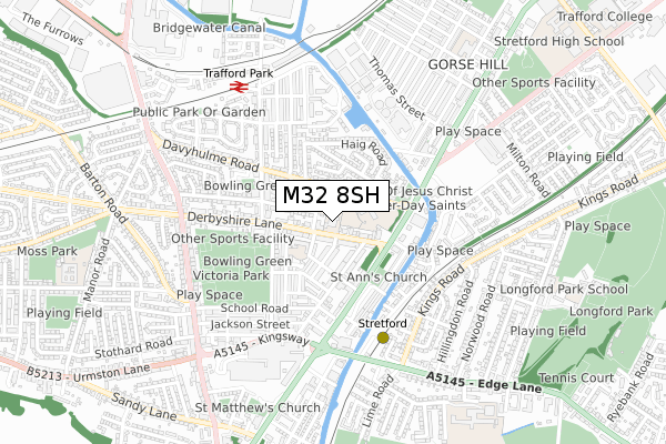 M32 8SH map - small scale - OS Open Zoomstack (Ordnance Survey)