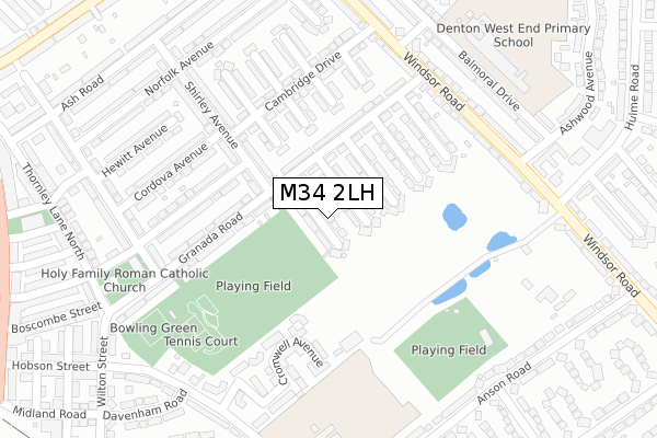 M34 2LH map - large scale - OS Open Zoomstack (Ordnance Survey)