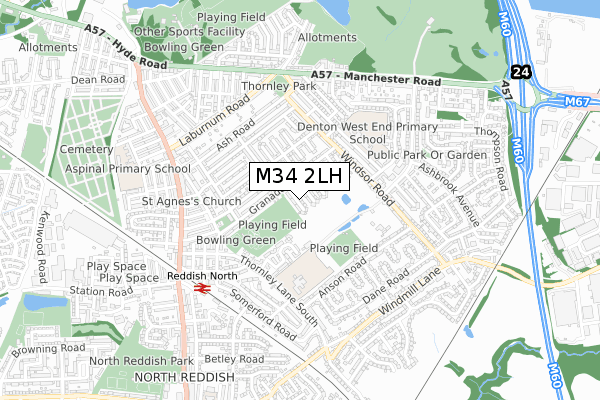 M34 2LH map - small scale - OS Open Zoomstack (Ordnance Survey)