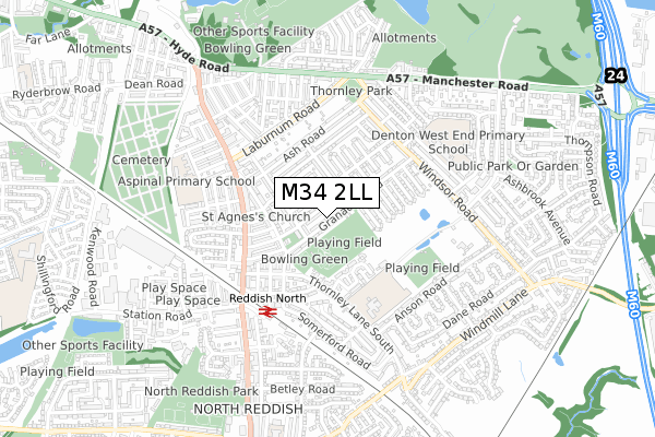 M34 2LL map - small scale - OS Open Zoomstack (Ordnance Survey)