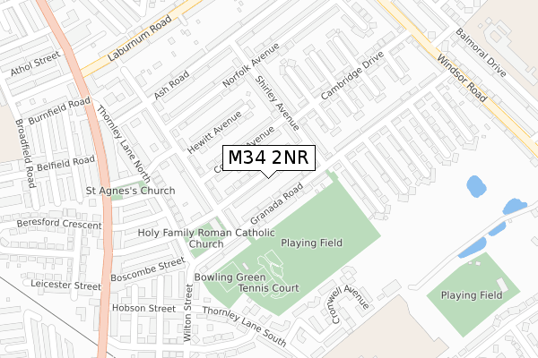 M34 2NR map - large scale - OS Open Zoomstack (Ordnance Survey)