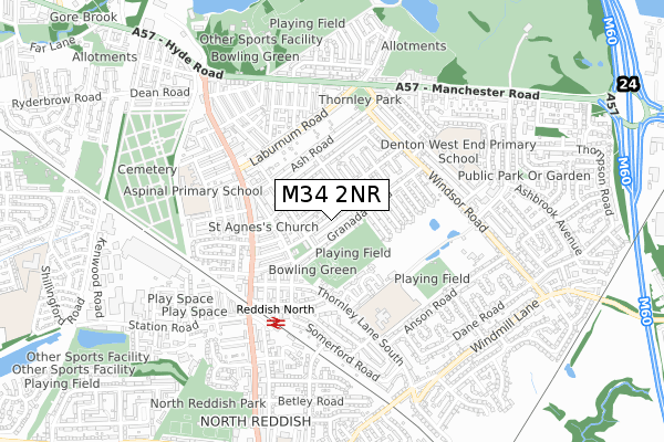 M34 2NR map - small scale - OS Open Zoomstack (Ordnance Survey)