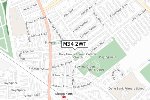 M34 2WT map - large scale - OS Open Zoomstack (Ordnance Survey)