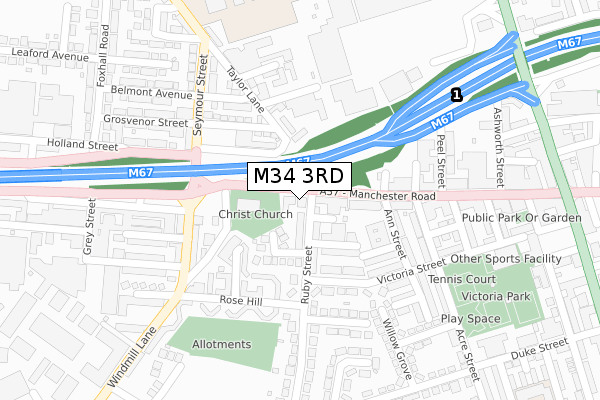 M34 3RD map - large scale - OS Open Zoomstack (Ordnance Survey)