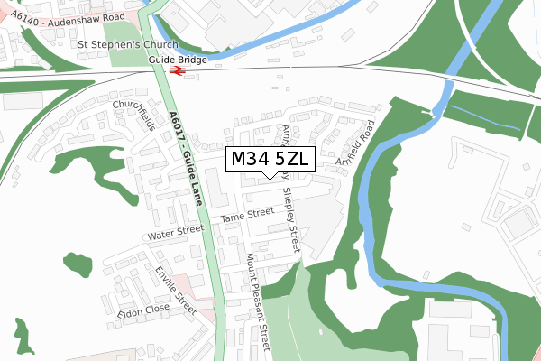 M34 5ZL map - large scale - OS Open Zoomstack (Ordnance Survey)