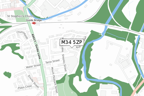 M34 5ZP map - large scale - OS Open Zoomstack (Ordnance Survey)
