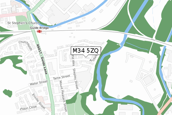 M34 5ZQ map - large scale - OS Open Zoomstack (Ordnance Survey)