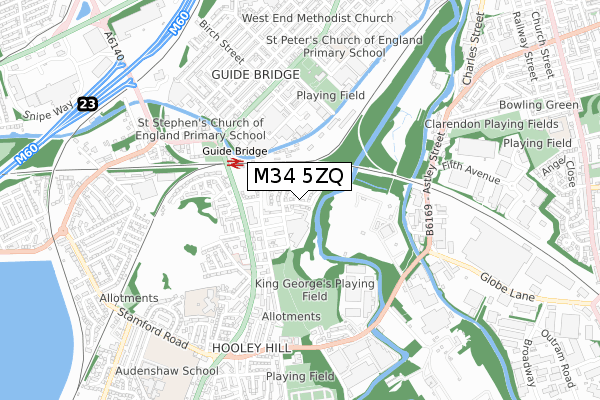 M34 5ZQ map - small scale - OS Open Zoomstack (Ordnance Survey)