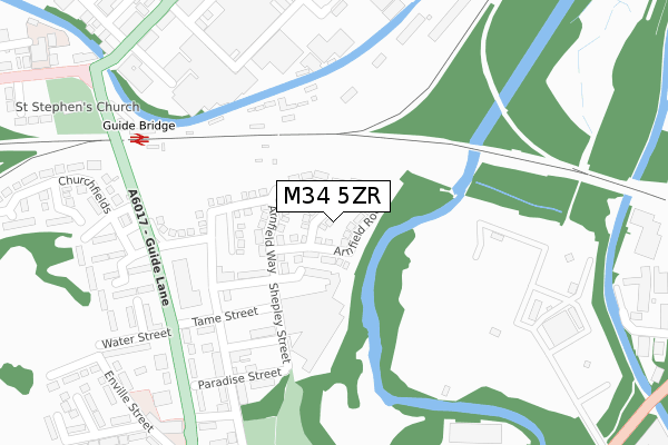 M34 5ZR map - large scale - OS Open Zoomstack (Ordnance Survey)