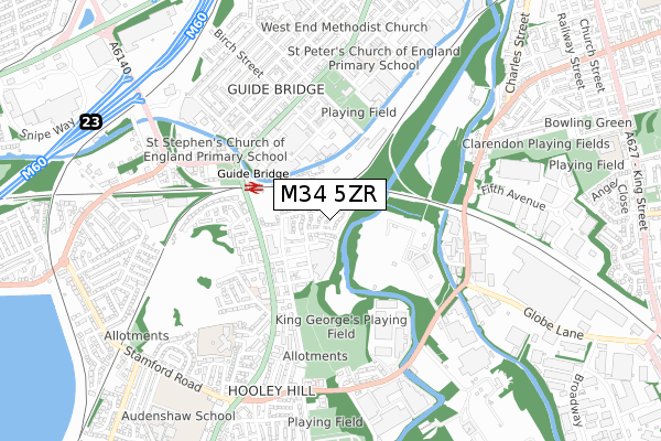 M34 5ZR map - small scale - OS Open Zoomstack (Ordnance Survey)