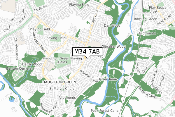 M34 7AB map - small scale - OS Open Zoomstack (Ordnance Survey)