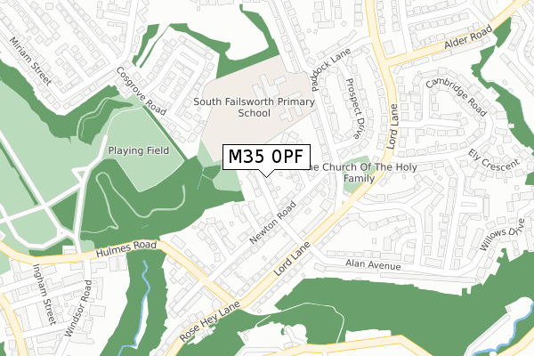 M35 0PF map - large scale - OS Open Zoomstack (Ordnance Survey)