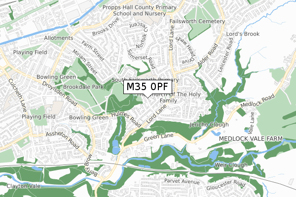 M35 0PF map - small scale - OS Open Zoomstack (Ordnance Survey)