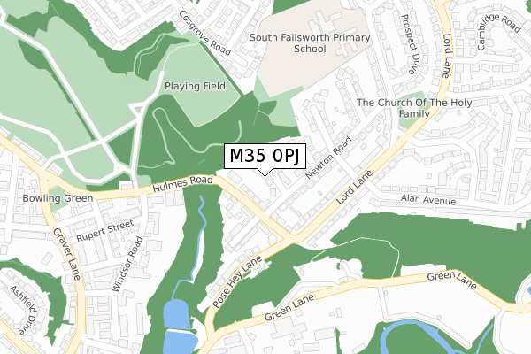 M35 0PJ map - large scale - OS Open Zoomstack (Ordnance Survey)