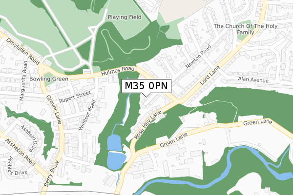 M35 0PN map - large scale - OS Open Zoomstack (Ordnance Survey)