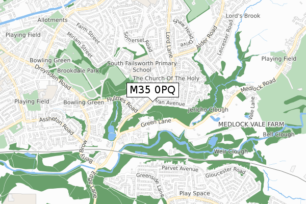 M35 0PQ map - small scale - OS Open Zoomstack (Ordnance Survey)
