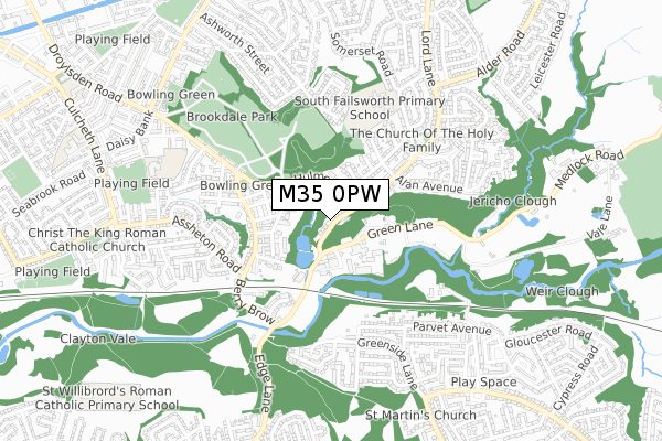 M35 0PW map - small scale - OS Open Zoomstack (Ordnance Survey)