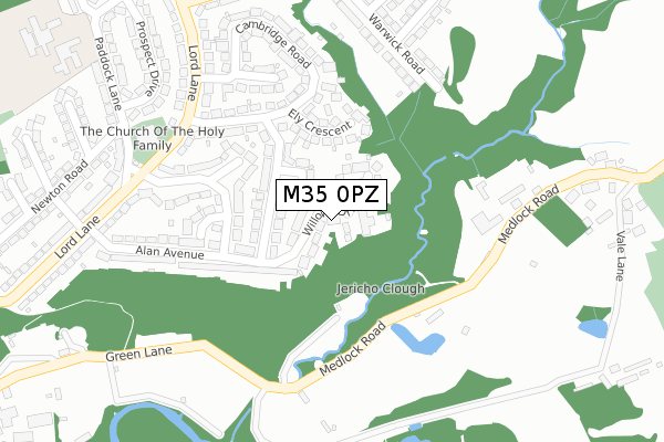 M35 0PZ map - large scale - OS Open Zoomstack (Ordnance Survey)