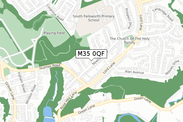 M35 0QF map - large scale - OS Open Zoomstack (Ordnance Survey)