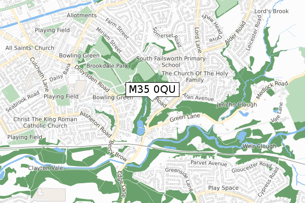M35 0QU map - small scale - OS Open Zoomstack (Ordnance Survey)