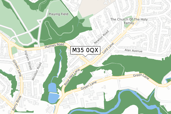 M35 0QX map - large scale - OS Open Zoomstack (Ordnance Survey)