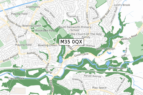 M35 0QX map - small scale - OS Open Zoomstack (Ordnance Survey)