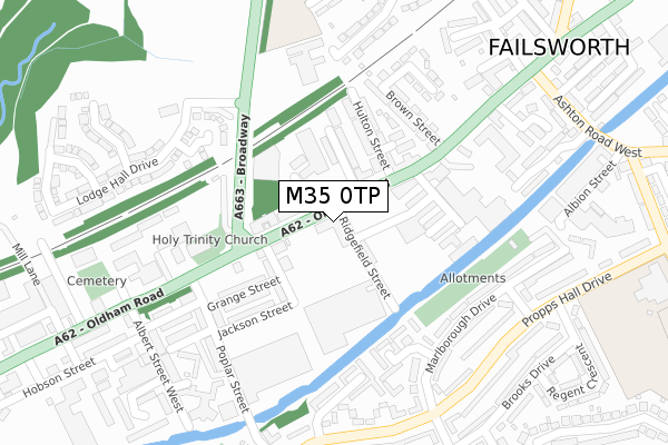 M35 0TP map - large scale - OS Open Zoomstack (Ordnance Survey)