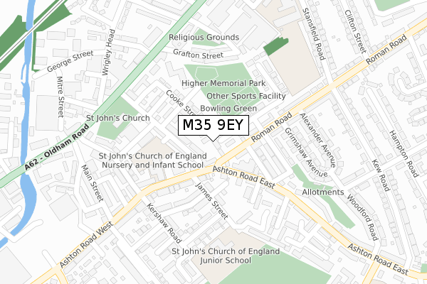 M35 9EY map - large scale - OS Open Zoomstack (Ordnance Survey)