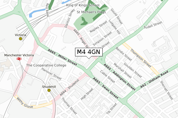 M4 4GN map - large scale - OS Open Zoomstack (Ordnance Survey)