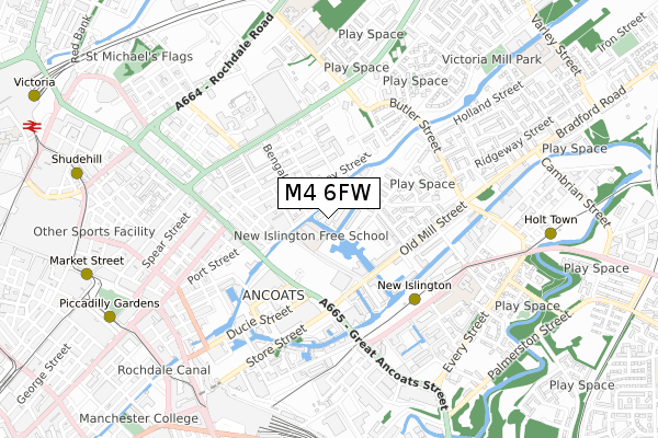 M4 6FW map - small scale - OS Open Zoomstack (Ordnance Survey)