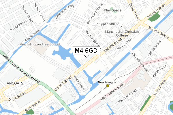 M4 6GD map - large scale - OS Open Zoomstack (Ordnance Survey)