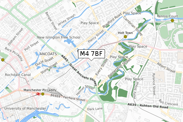 M4 7BF map - small scale - OS Open Zoomstack (Ordnance Survey)