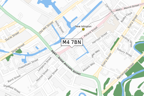 M4 7BN map - large scale - OS Open Zoomstack (Ordnance Survey)