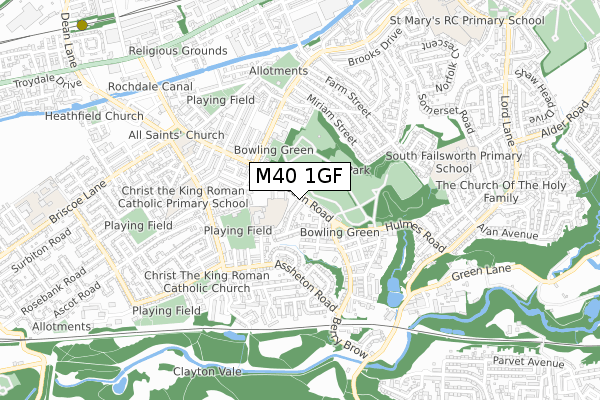 M40 1GF map - small scale - OS Open Zoomstack (Ordnance Survey)