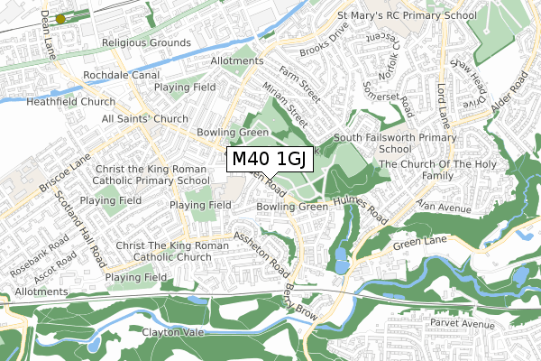 M40 1GJ map - small scale - OS Open Zoomstack (Ordnance Survey)